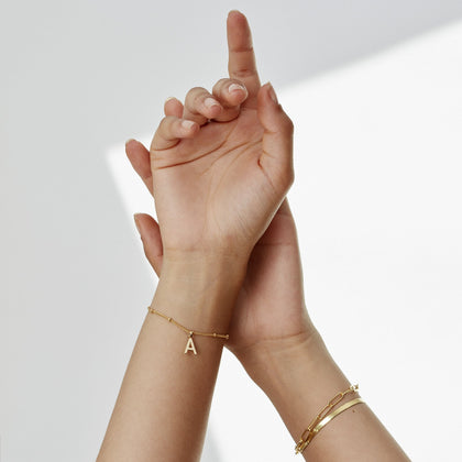 Letter Bead Bracelet Silver